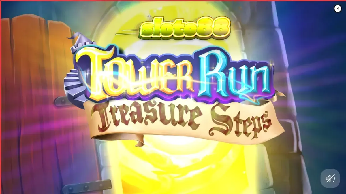 Tampilan visual slot Tower Run Treasure Steps dengan tema petualangan menara